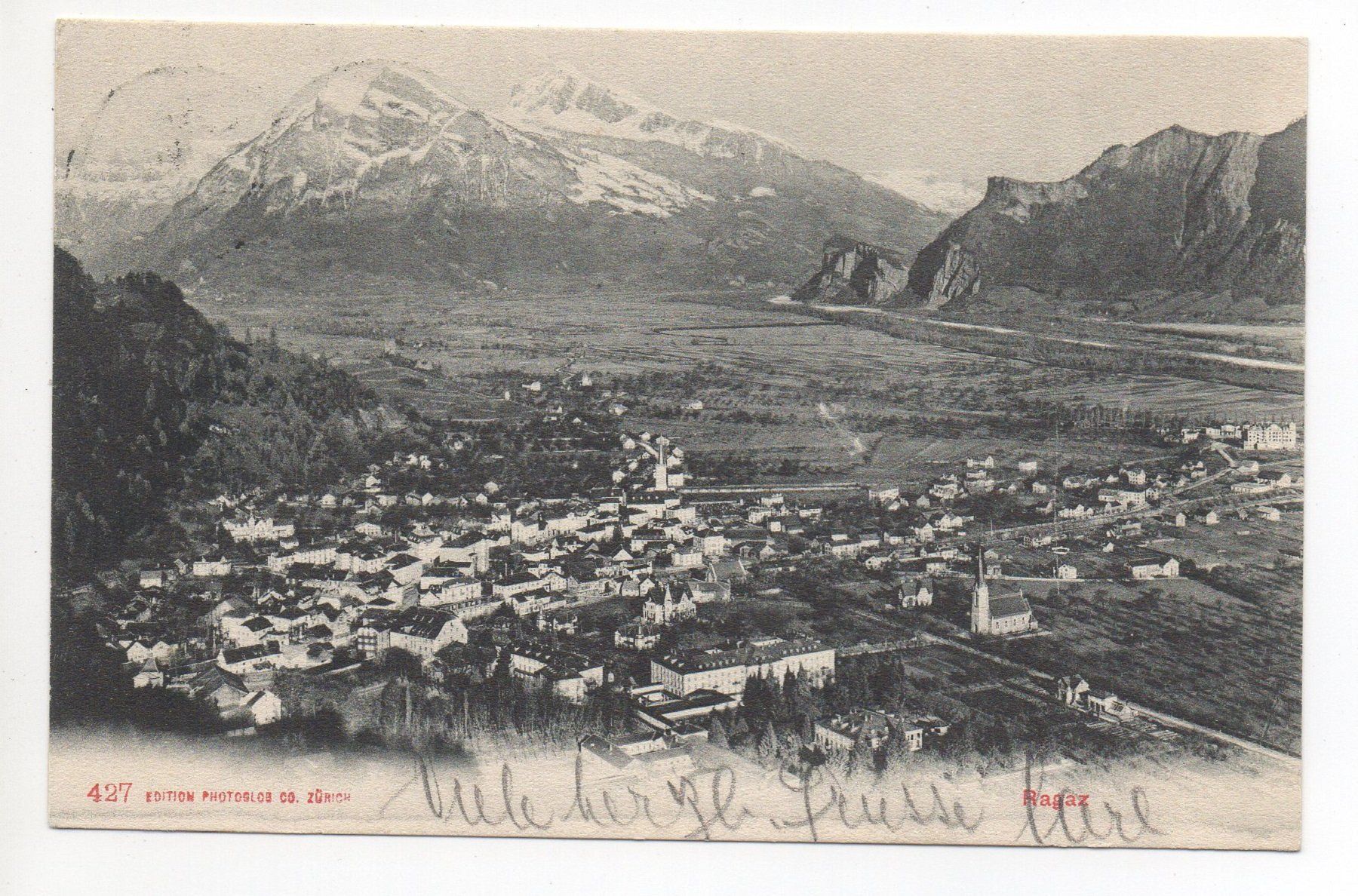 Cartoline postali: BAD RAGAZ gel. 1908 v. Pfäfers-Bad – Usato da Jona venduto da philajona
