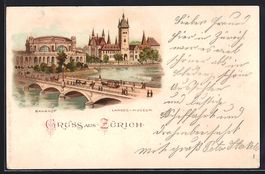 Litho Zürich, Landes-Museum, Bahnhof, B