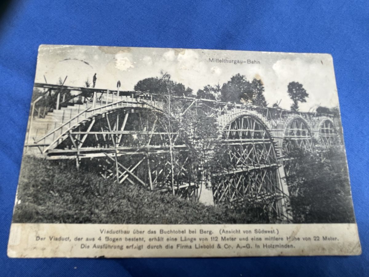 Cartoline postali: AK Mittelthurgau-Bahn Viaduktbau 1920 – Usato da Romanshorn venduto da Apfelschuss