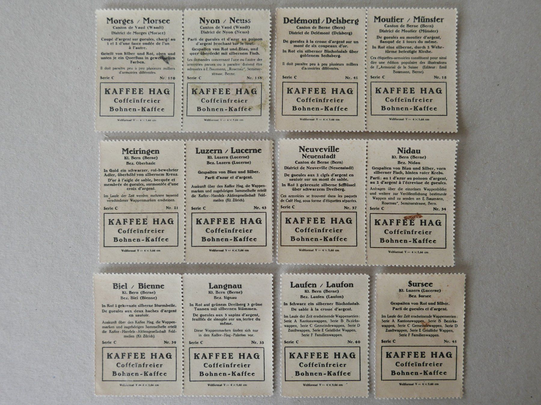 Tutti i francobolli: REKLAMEMARKEN GEMEINDEWAPPEN KAFFEE HAG – Usato da Balgach venduto da Zwischenraum 5