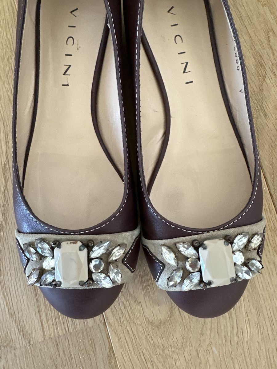 Scarpe da donna: VICINI Ballerinas Leather Flats EU 37.5 Brown Chic – Nuovo e nell'imballaggio originale da Binningen venduto da can_s2yh