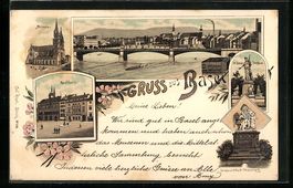 Litho Basel, Panorama mit Brücke, Müns