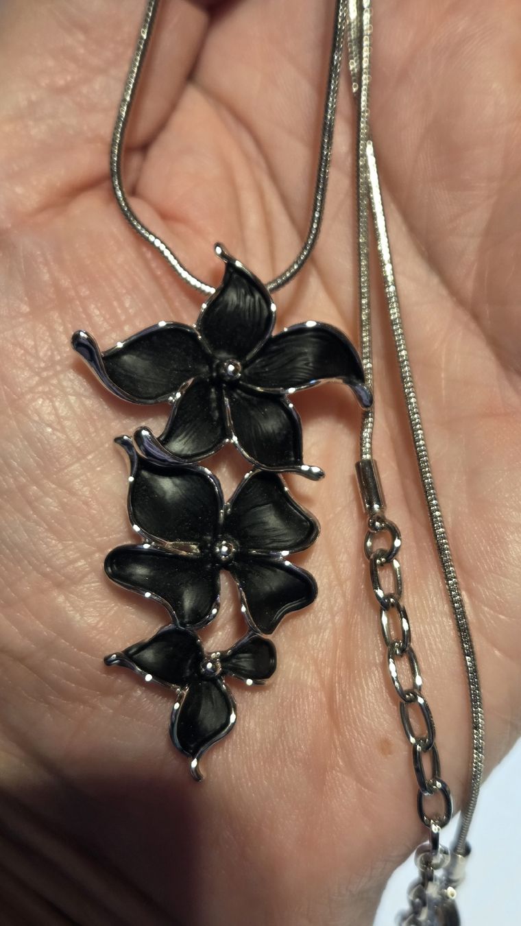 Catenine: collier métal argenté et noir – Usato da La Rippe venduto da SophieU 1