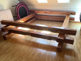 Altholzbalken Doppelbett Unikat massiv