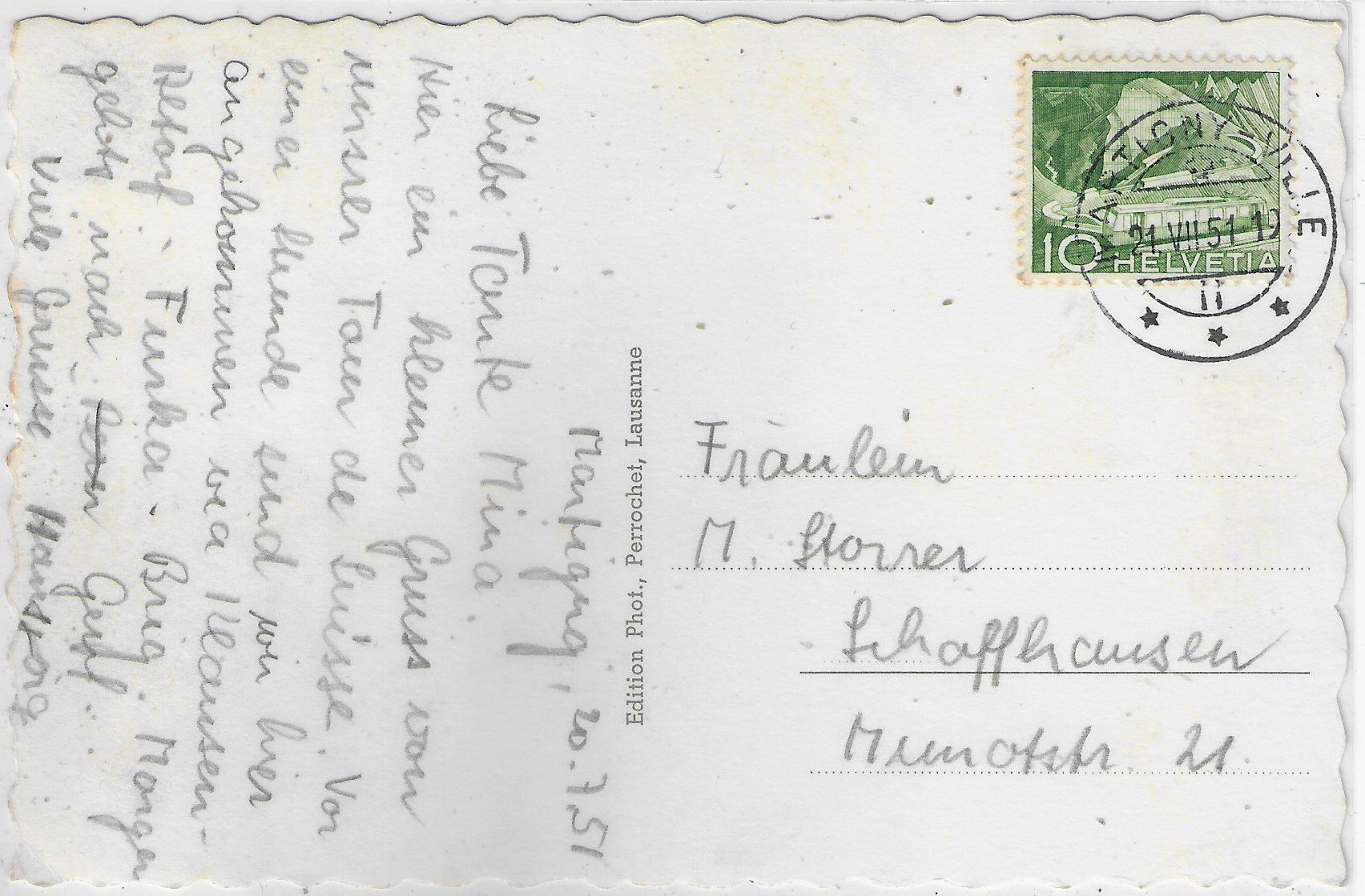 Cartoline postali: Martigny - La Batiaz et Pierre a Voir – Usato da Ettingen venduto da Kartenplanet 1
