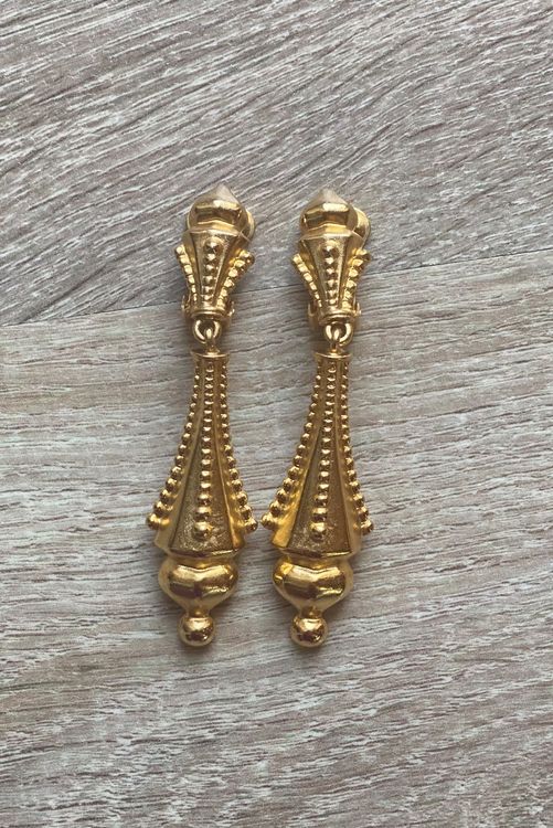 Boucles D'oreilles Clips Vintage Monet Années 80 - Perles Et Finition Dorée - Bijou Fantaisie Occasion