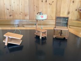 VINTAGE PUPPENSTUBEN HOLZMÖBEL