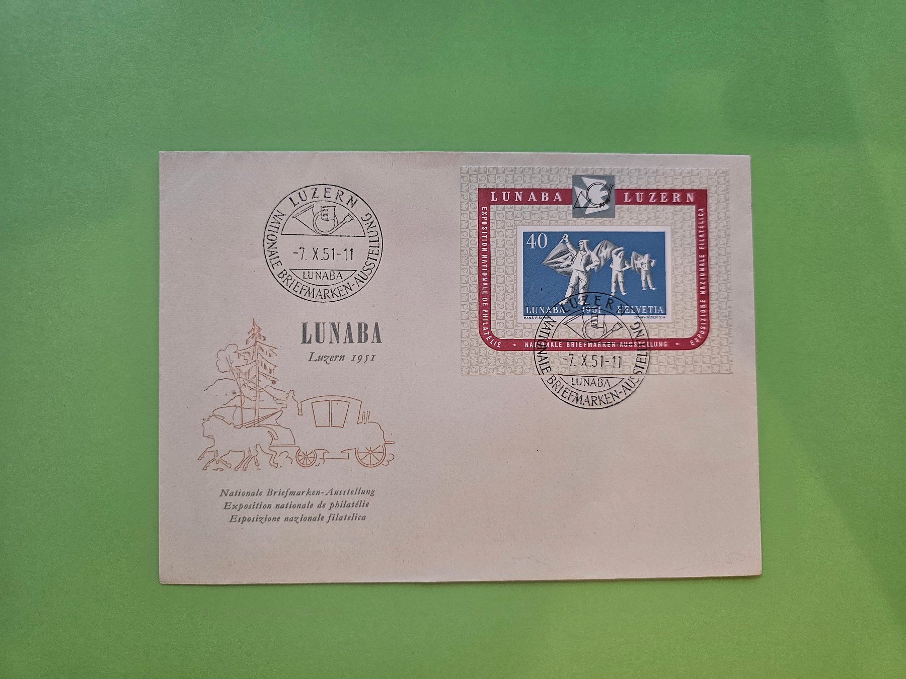 Tutti i francobolli: FDC Brief  Lunaba 1951 – Usato da Leimbach AG venduto da jaja79