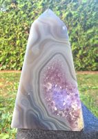 💜✨ Einzigartiger Amethyst-Achat Obelisk funkelnder Druse