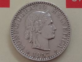 20 Rappen 1957 vz, nur 2,535 Mio!