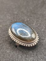 Vintage 925er Silber Ring mit Natur Labradorit Top