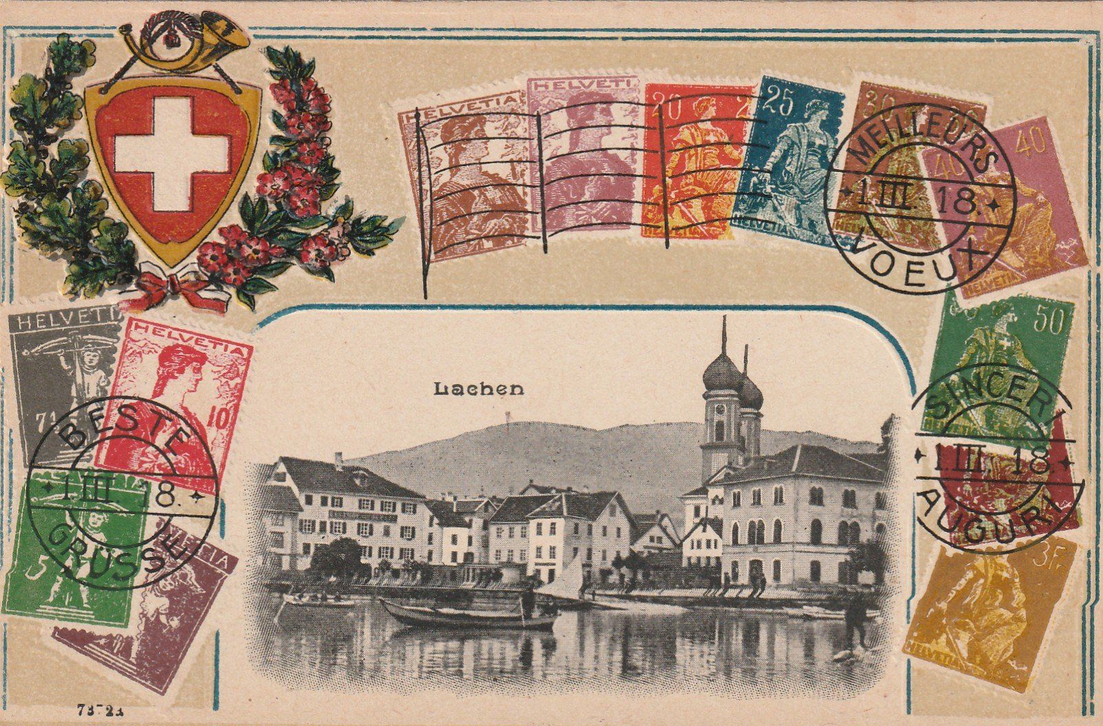Cartoline postali: Lachen Prägekarte – Usato da Rorschacherberg venduto da fratovi2