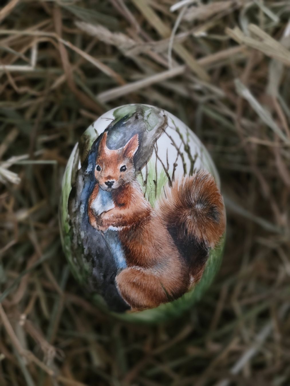 Alle Dekorationen: Hühnerei handbemalt - Eichhörnchen Motiv – Neu und originalverpackt aus Uster von Cruleye