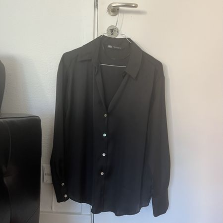 Zara Black Silk Blouse, size S