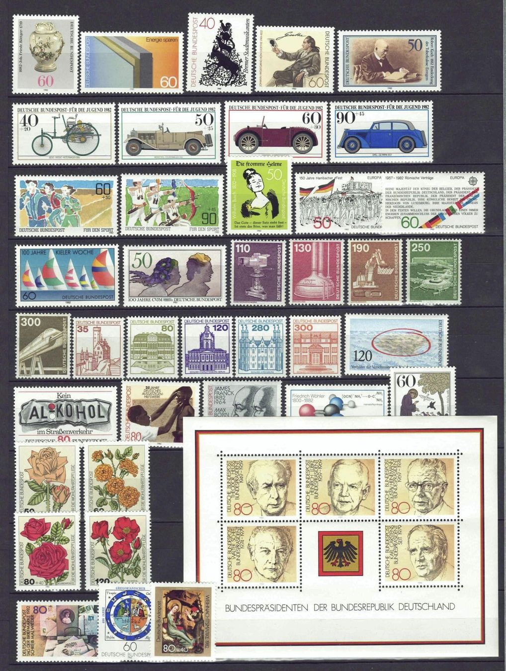 Alle Briefmarken: Deutschland kompl Jahr 1982 postfrisch** – Gebraucht aus Basel von Pfefferschootte