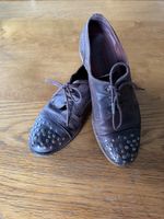 Schnürschuhe Leder Damen Nieten braun Grösse 36
