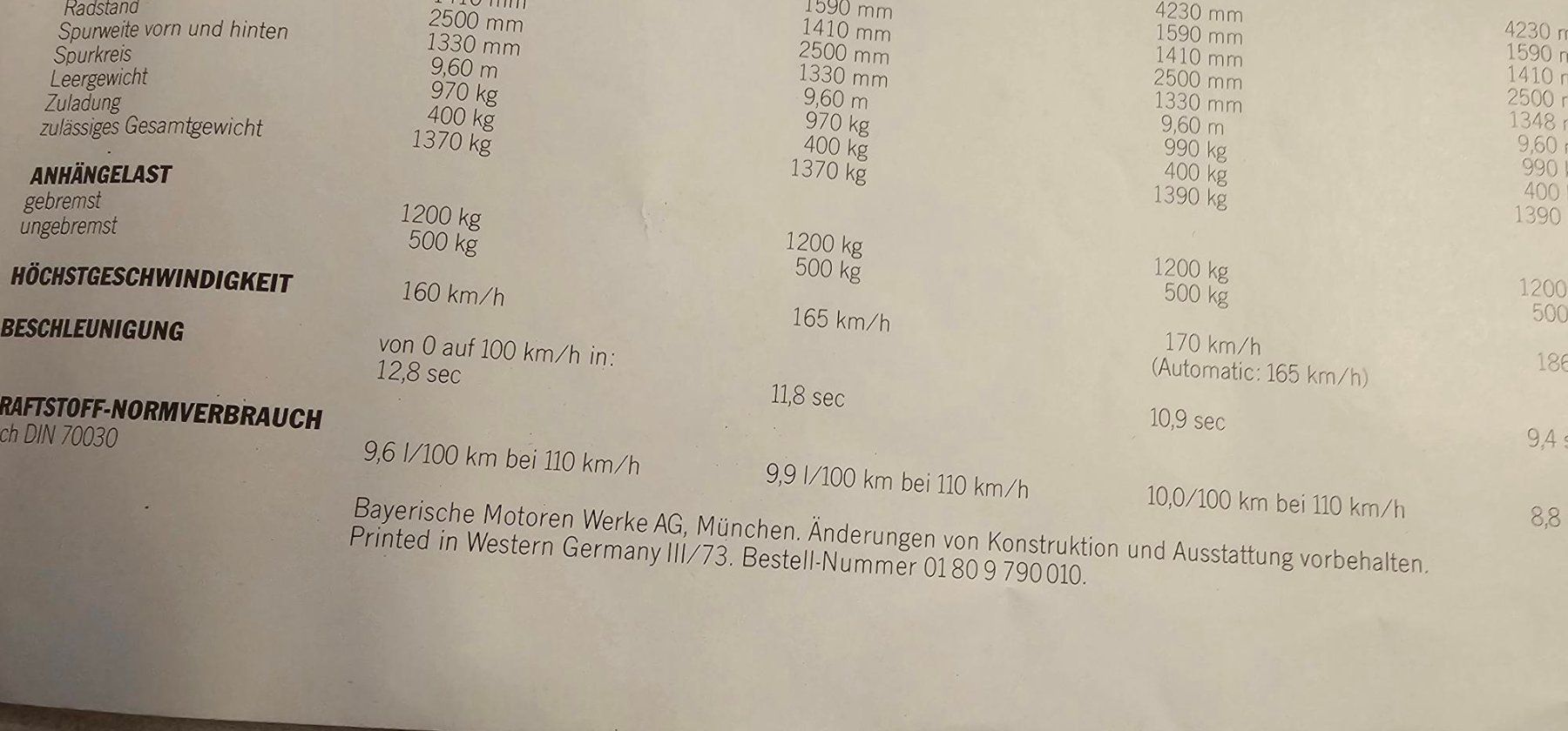 BMW Documenti: BMW 2002, 1802 , 1602, Prospekt 1973, – Usato da Reinach AG venduto da 911356 4