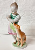 Herend Porzellanfigur “Mädchen mit Hund” handpainted, 21cm