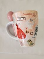 Keramik Tee Tasse Dekor Paris style in Rosa