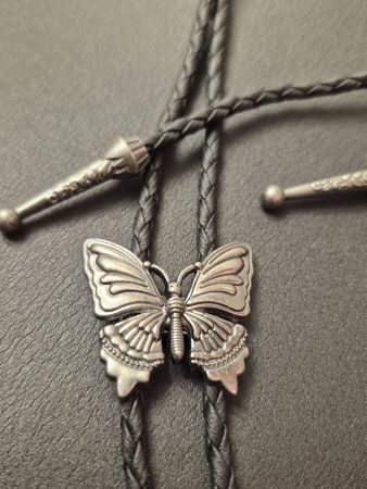 25) Bolo-Tie Westernkrawatte Schmetterling Silber