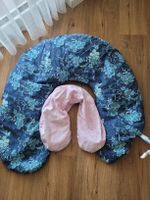 Stillkissen Set gross Blau mit Blumen und klein Rosa