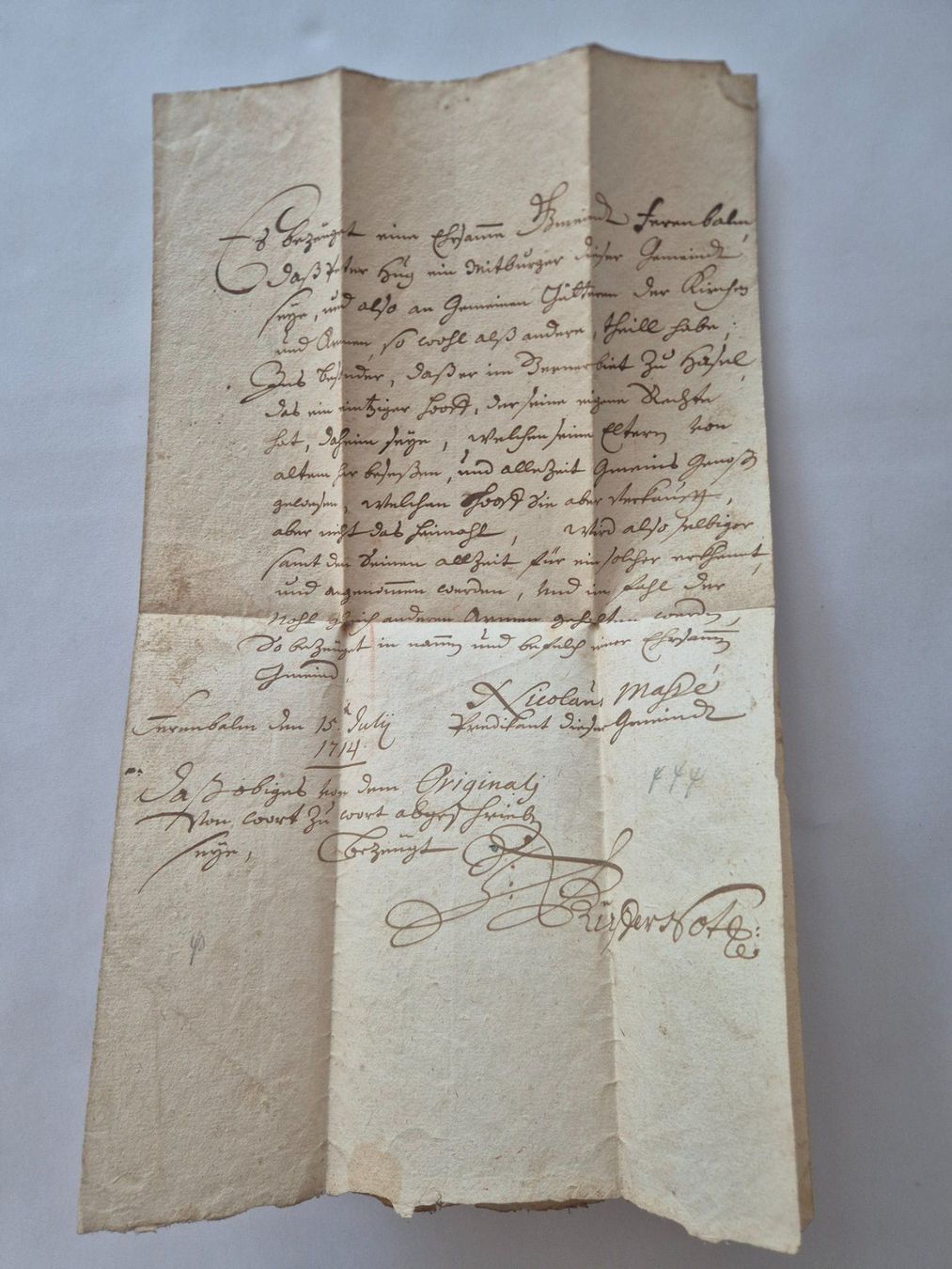 Documenti: Brief Kopie 15 Juli 1714 – Usato da Langendorf venduto da zvonu161 1
