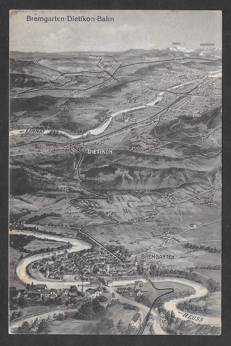 Cartoline postali: Bremgarten - Dietikon - Bahn Panoramakarte – Usato da Olten venduto da clotaldi