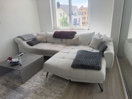 Ecksofa weiss Stoff 