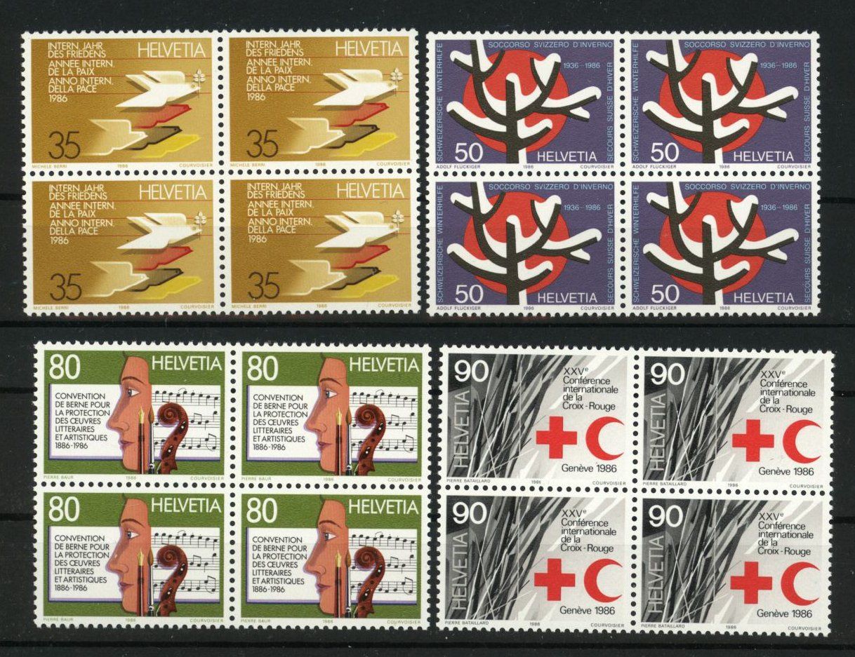 Tutti i francobolli: 1986, Sonderpostmarken II, Viererblöcke ** – Usato da Willisau venduto da Vollstempel