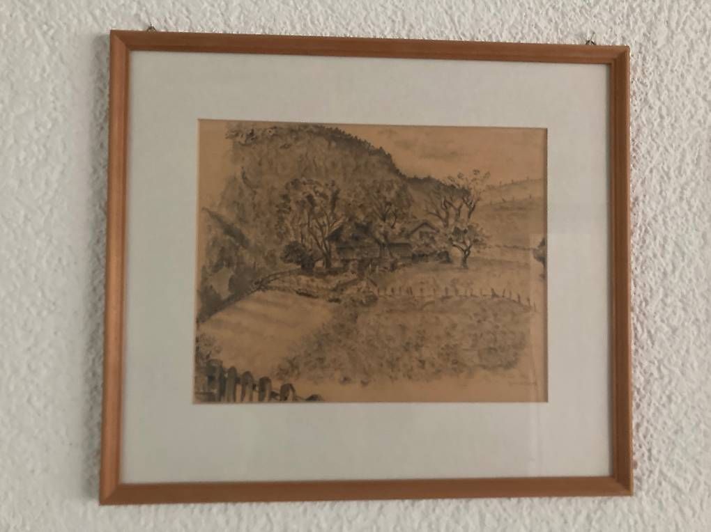 Posters & Illustrations: 4 Bleistiftzeichnungen Wallisser Chalets – D'occasion à Egg b. Zürich par lirumlarum 3