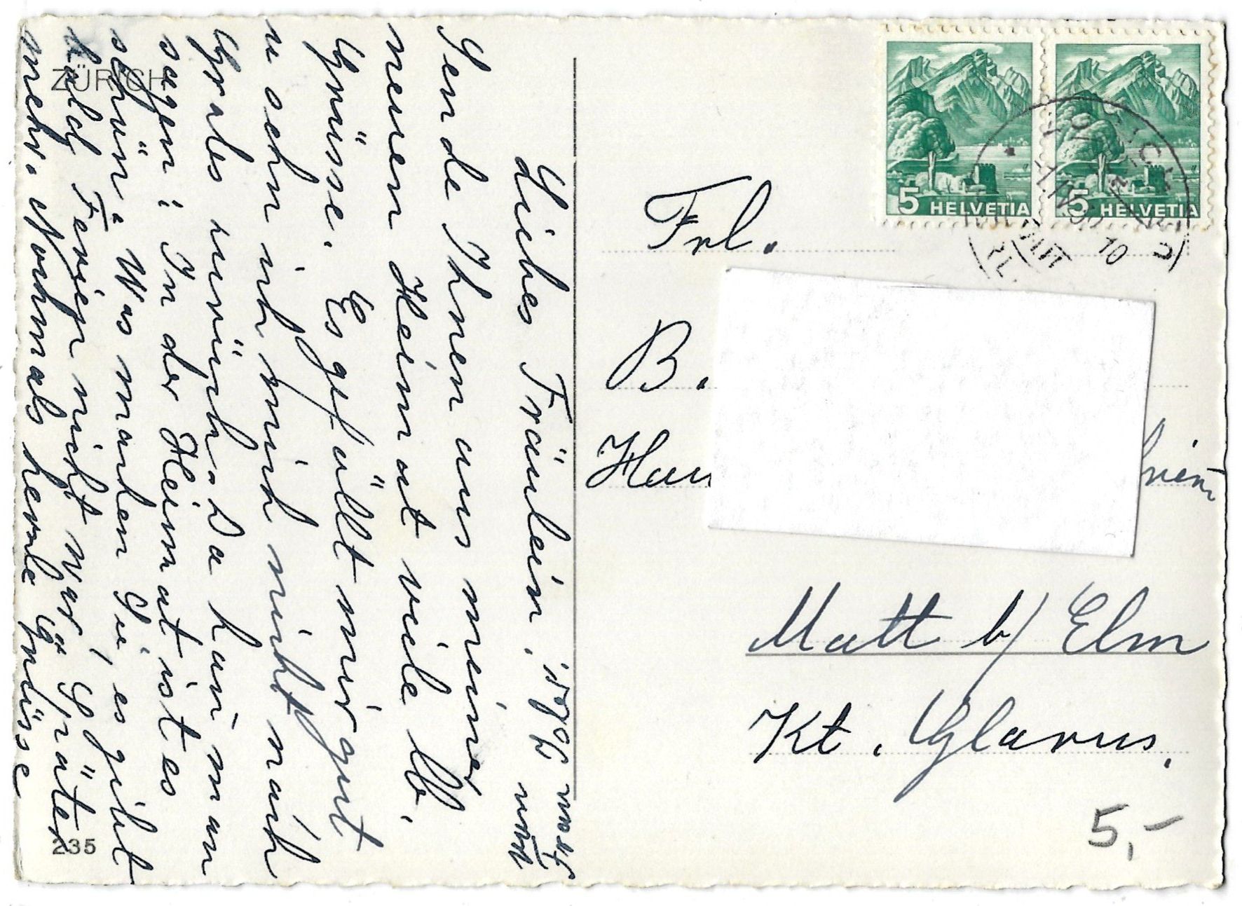 Cartoline postali: 235    ZÜRICH – Usato da Bütschwil venduto da Jackson1A 1