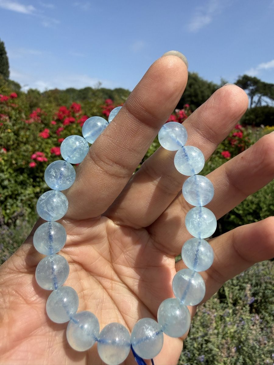 Bracciali & Braccialetti: Echtes Aquamarin Armband-10mm Perlen – Nuovo (secondo la descrizione) da Jegenstorf venduto da SteinGlanz 8