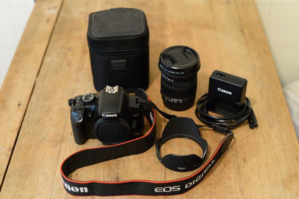 Canon EOS 450D + Objectif Vivitar 19-35mm + Chargeur/Batterie – Occasion – Bon état