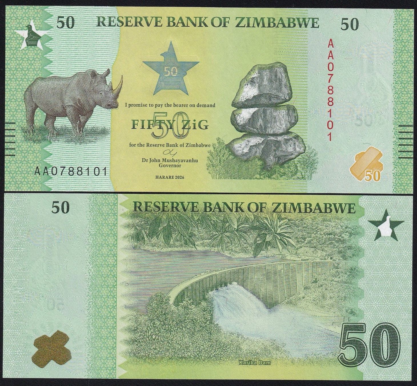 Banknoten: Zimbabwe 50 Dollars UNC 2026 – Neu (gemäss Beschreibung) aus Naters von Radman