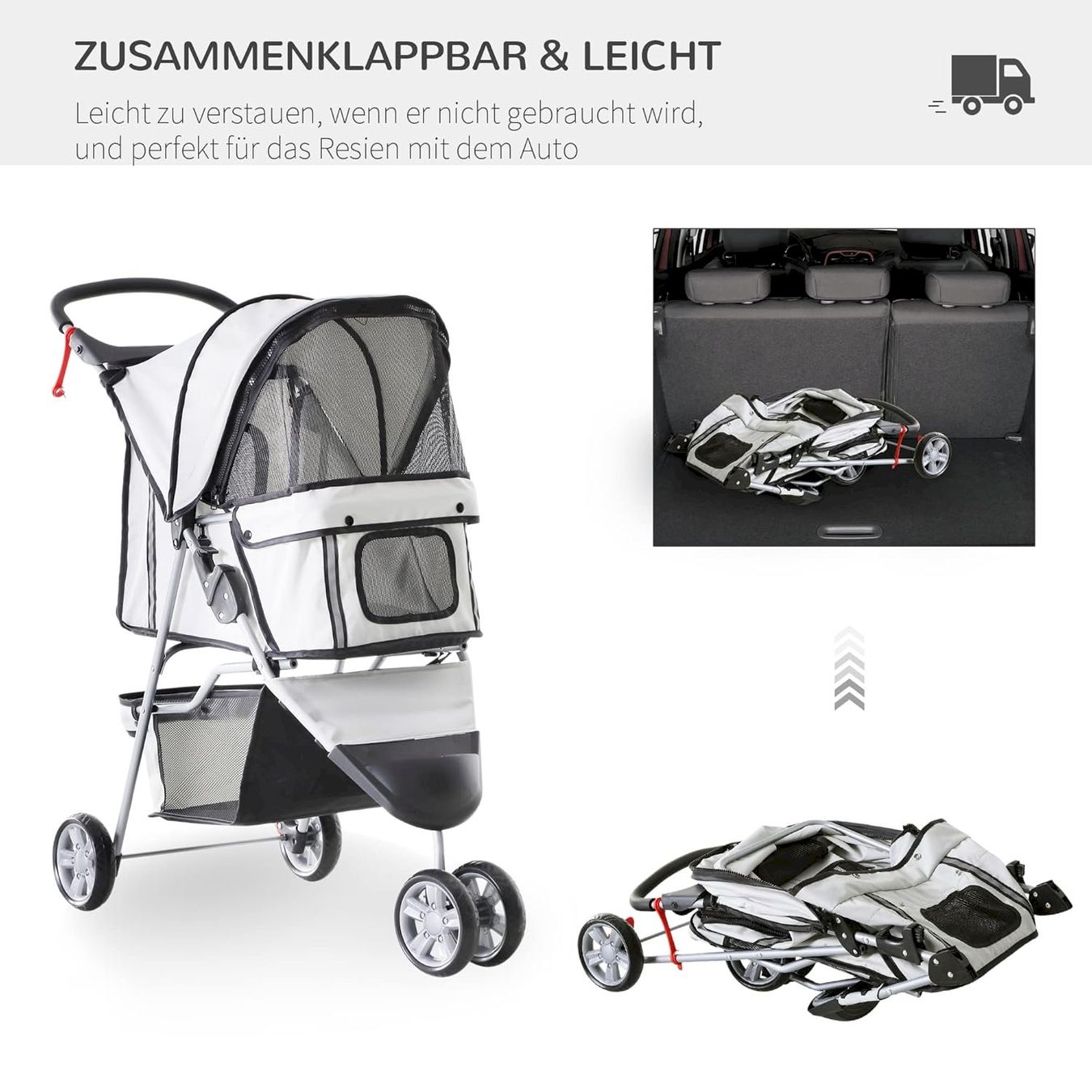 Gabbie, trasporto & Sicurezza: PawHut Hundewagen grau – Nuovo e nell'imballaggio originale da Bottighofen venduto da zaap 3
