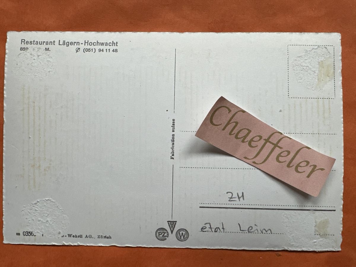 Cartes postales: Restaurant Lägern-Hochwacht – Défectueux à Zürich par Chaeffeler 1