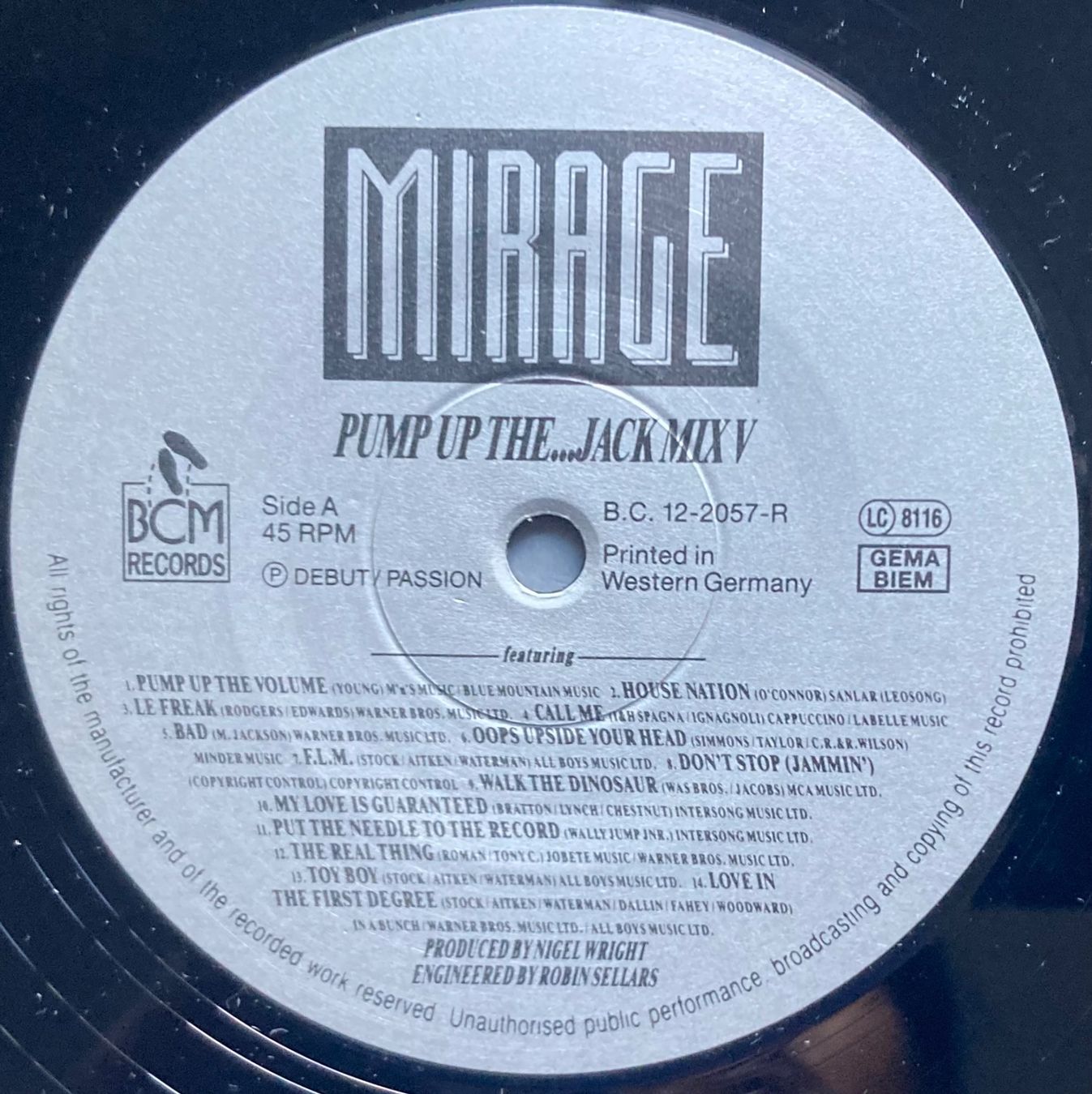 Dischi in vinile: MIRAGE - PUMP UP THE...JACK MIX V – Usato da Poliez-Pittet venduto da Newtown-Records 2