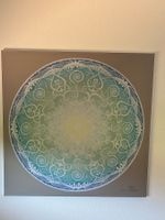 Mandala Bild von Yvonne Lamberty, Stoffdruck Alurahmen 1mx1m
