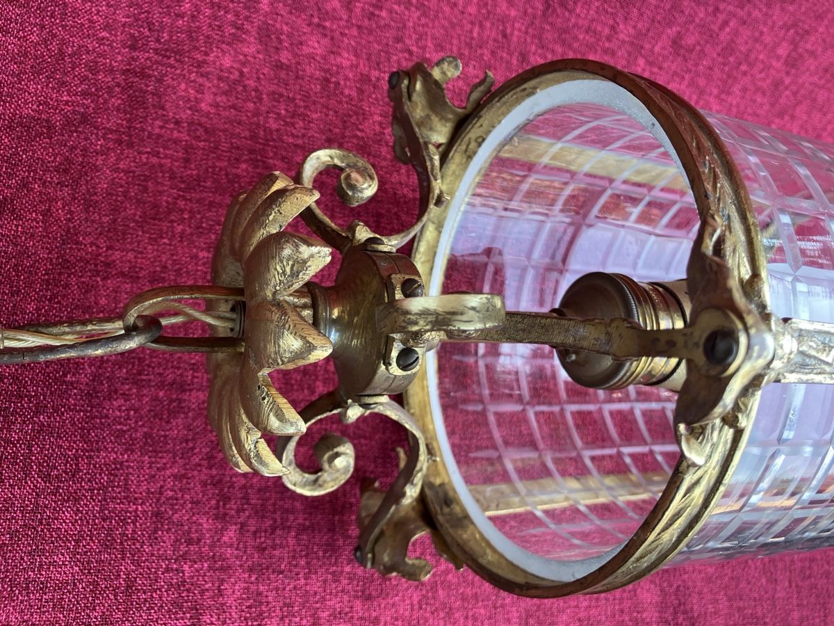 Lampadari & plafoniere: Jugendstil Messing Deckenlampe mit geschliffener Kristalglas – Usato da Zürich venduto da Artnuvo 9