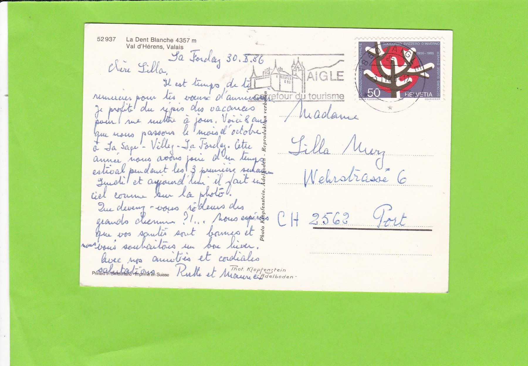 Cartoline postali: La Dent Blanche, Val d'Hérens – Usato da St. Peterzell venduto da neckertal 1