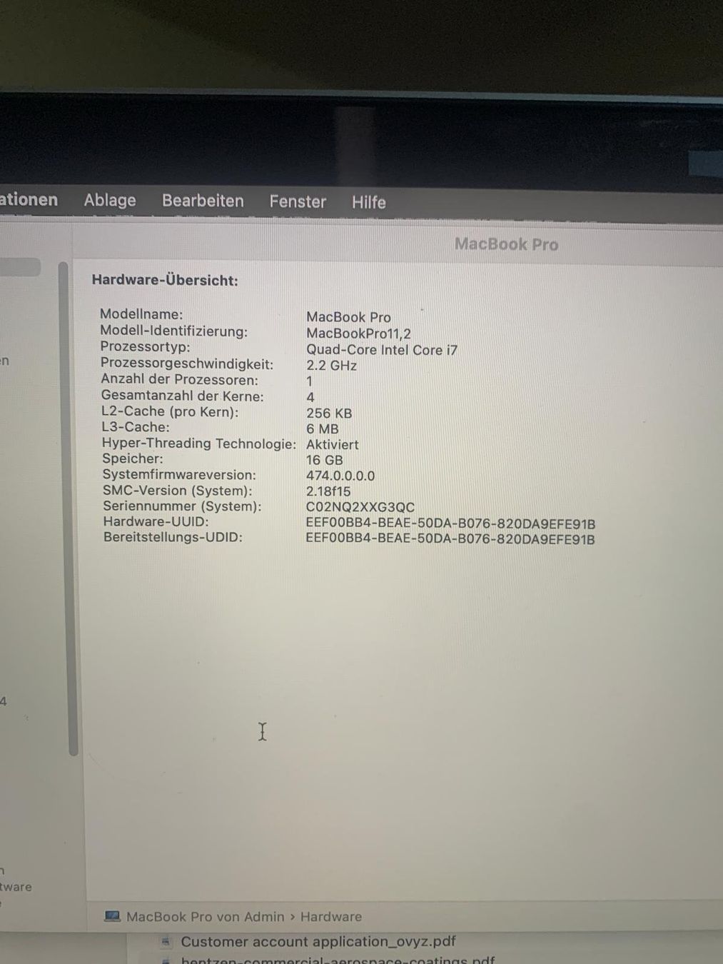 Apple Notebook: MacBook Pro 11, 2.2 GHz, 16 GB RAM - Intel Core i7 – Usato da Bad Zurzach venduto da rockhart 5