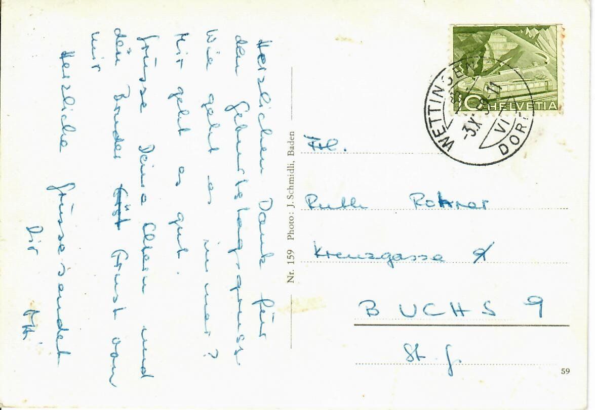 Cartoline postali: Rathaus Wettingen 1959 – Usato da Hochdorf venduto da Ziegel-16 1