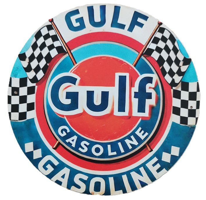 Gulf Oil Insegne: GULF -   Blechschild  (neu/OVP) – Nuovo e nell'imballaggio originale da Wilen b. Wollerau venduto da morethanmusic