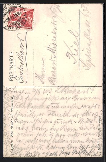 Cartoline postali: Luzern, alte Häuser am Weinmarkt, Hotel – Usato da Berlin venduto da bartko-reher 1
