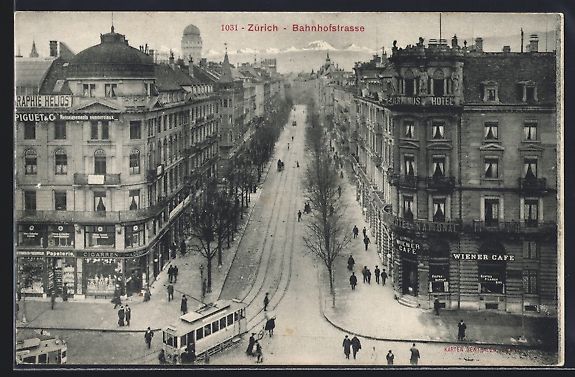 Ansichtskarten: Zürich, Strassenbahn an der Bahnhofstr. – Gebraucht aus Berlin von bartko-reher