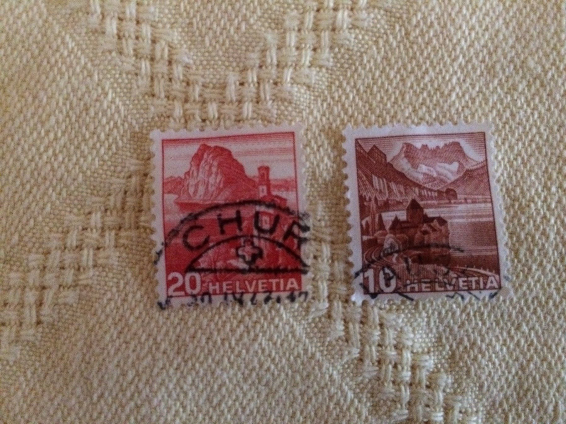 Alle Briefmarken: 2 BriefmarkenCH SchlossChillon/SSalvatore – Gebraucht aus Buchs AG von ReaNaTsch
