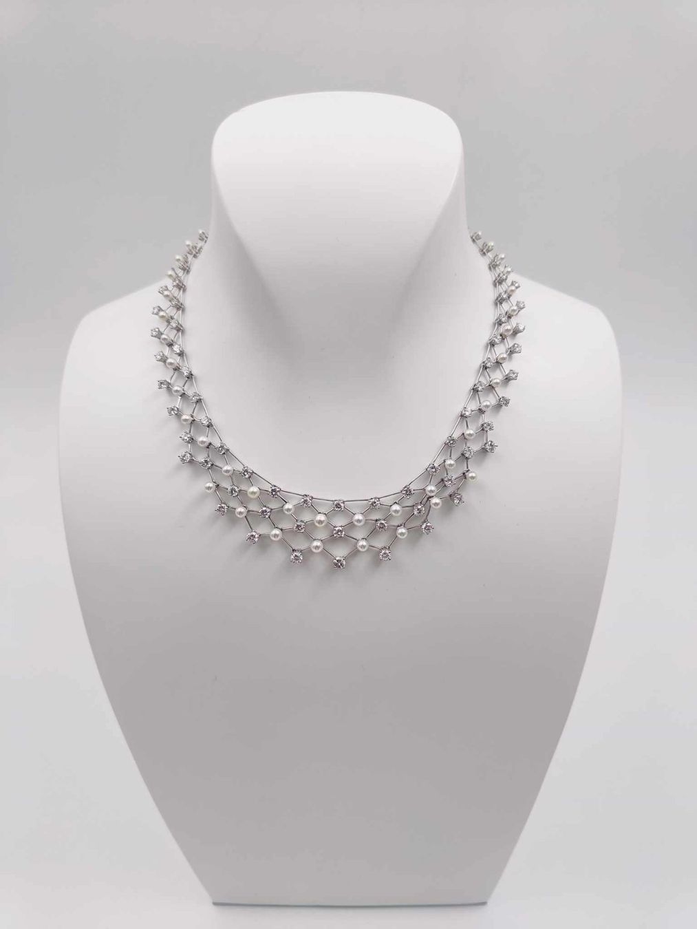 Catenine: PERLEN DIAMANT COLLIER IN 950 PLATIN – Usato da Luzern venduto da EdiGem