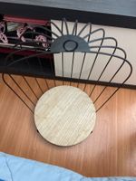 Deko-Käfig mit Holzplatte schwarz Metall