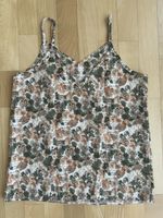 Blumentop Gr. M Sommertop Trägertop beige grün Polyester Vis