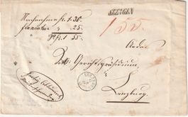 Nachnahmebrief mit Stabstempel von SEENGEN 1857